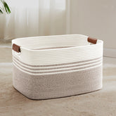 SunNewt 72L laundry basket with leather handles for easy carry and neat living room storage