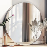Sunniry silver round mirror 24-inch delivers crisp, natural reflections for any room