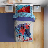 Sunny Side Up Spiderman comforter set for toddler bed provides cozy, imaginative nights.