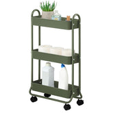 SunnyPoint Slim Rolling Cart side view showing compact 3-tier design for tight spaces.