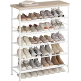SUOERNUO 6-tier shoe rack in white oak front view for entryway organization.