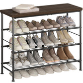 SUOERNUO 4-tier black metal shoe rack keeps footwear organized at a glance.