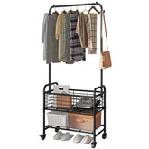 SUOERNUO laundry cart with hanging rack for organized laundry sorting and easy transport.