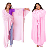 Super Blanky pocket sleeves provide easy warmth and movement.