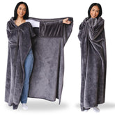 Super Blanky wearable blanket with pocket sleeves for easy movement and cozy warmth.