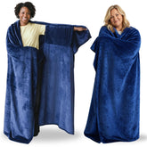 Super Blanky Aurora Blue wearable blanket with pocket sleeves for hands-free warmth.