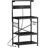 SUPERJARE kitchen bakers rack power outlet keeps appliances within reach.