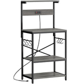 SUPERJARE kitchen bakers rack with power outlets, front view showing integrated charging for appliances.