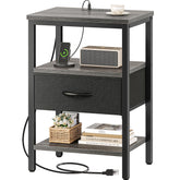 SUPERJARE nightstand with charging station keeps bedside devices powered.