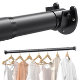Supforce closet rod with stepless adjustment for a precise closet fit.