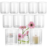 SUPMIND 12-pack glass cylinder vases with a stable base for elegant centerpieces.