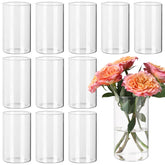 SUPMIND 12pcs clear cylinder vases centerpiece ideal for elegant table settings.