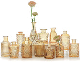 SUPMIND 12pc glass bud vase set in amber for elegant wedding centerpieces.