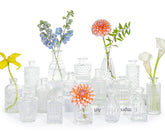 SUPMIND 16-piece glass bud vase set with clear glass and etched patterns for chic centerpieces.