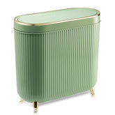 Supteron bathroom trash can with press lid in mint green, ideal for bathrooms and compact spaces.