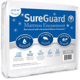 SureGuard Cal King encasement flat lay shows comprehensive protection across the mattress