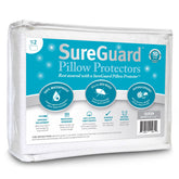 SureGuard pillow protector waterproof queen 2-pack shields pillows from spills.