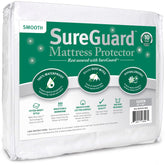 SureGuard queen mattress protector waterproof top shields against spills and perspiration for a clean bed.