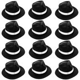 Sureio 12-piece gangster hat pack, front view, ideal for coordinated 1920s cosplay outfits.