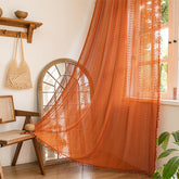 Sutuo Home burnt orange boho curtain in 84in length for warm ambient light.