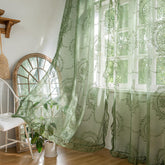 Sutuo Home olive green lace curtains 84in long for airy privacy in living rooms.