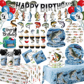 Suzkoqo fishing birthday plates and cups set for a mess-free celebration.