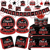 Suzkoqo graduation plate 9-inch in black-red enhances table presentation for 25 guests