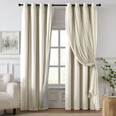 Swandream blackout curtains with ivory double layer, 52x84 panel view for a darkened bedroom