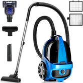 Sweepcent canister vacuum with 45KPa suction for hard floors and carpets.