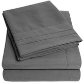 Sweet Home Collection 1500 Supreme short queen sheets with built-in straps for secure fit.