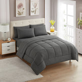 Sweet Home Collection 5-piece bed-in-a-bag on gray twin bed for all-season comfort.