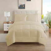 Sweet Home Collection beige twin set with stay-put fitted straps for secure sleep.