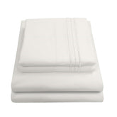 Sweet Home Collection queen sheets with elastic corners for a secure deep-pocket fit.