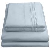 Sweet Home Collection queen-size sheets Misty Blue on bed for cool, comfortable sleep