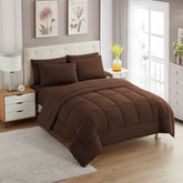 Sweet Home Collection twin comforter in chocolate brown for all-season warmth and style.