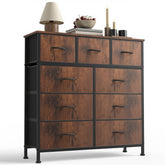 Sweetcrispy 9-drawer dresser with wood top showing sturdy surface and warm finish