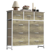 Sweetcrispy 9-drawer dresser with wood top for sturdy storage.