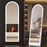 Sweetcrispy arched LED mirror with front view and integrated lighting for dressing