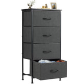 Sweetcrispy nightstand with four fabric drawers offering organized bedside storage