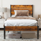 Sweetcrispy twin-size metal bed frame headboard with sturdy support.