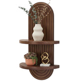 SweetSage arch wall shelf in walnut for stylish display and sturdy storage.