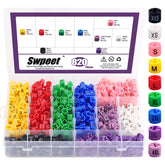 Swpeet 820Pcs hanger size markers stored in a box for organized garment displays.