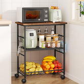 SWTYMIKI rolling kitchen cart side view shows multi-tier storage and mobility.