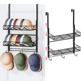 SWTYMIKI over door hat organizer with three tiers for tidy hat storage.