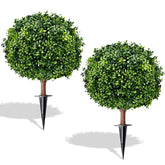 SylvanVerse artificial boxwood topiary ball 18-inch with ground spike for easy outdoor installation
