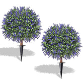 SylvanVerse artificial lavender topiary ball outdoor with ground spike for low-maintenance charm.
