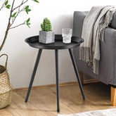SYQ small black table ready for quick assembly with three legs.