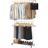 Sywhitta double rod garment rack with wheels for easy room organization