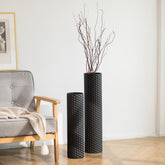 Sziqiqi black cylinder tall floor vase at 27.6in height for bold entryway decor