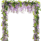 SzJias purple wisteria garland arch five-piece setup for romantic wedding décor.